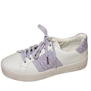 Michael Kors POPPY Logo Stripe Lavender Mist Platform Sneaker Size 7.5 M